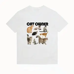 Unisex Cat Owner Graphic T-Shirt Short Sleeve Tee Multi Breed Cat Print Casual Streetwear Tops for Pet Lovers