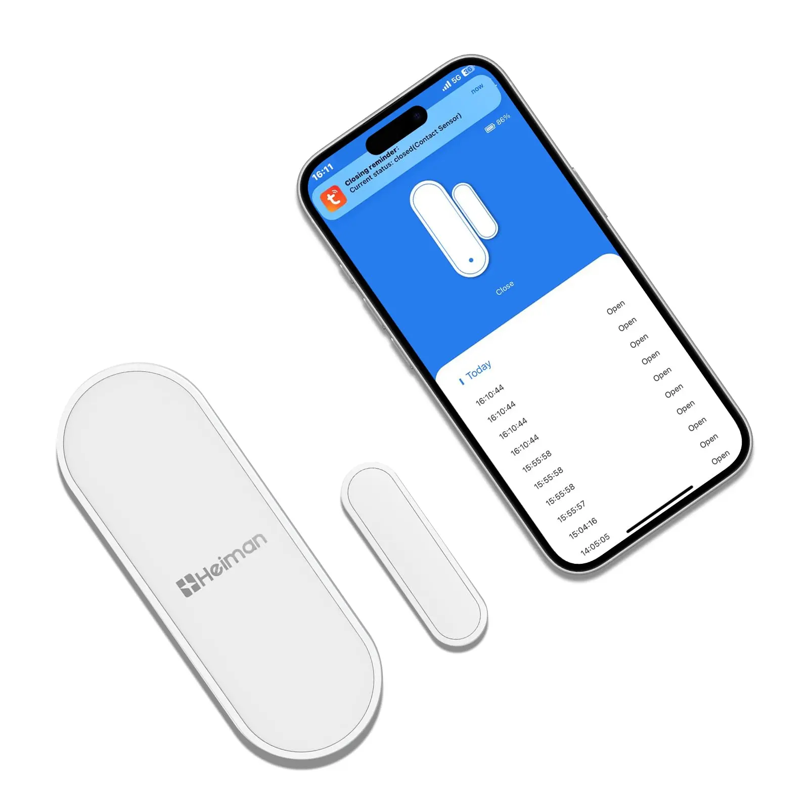 Heiman Wi-Fi Door Window Alarm Sensor - 2.4G Wireless Indoor Security Magnetic Contact Sensor, Smart Home Security System with Real-Time App Alerts, Battery-Powered, Compatible with Alexa & Google Assistant