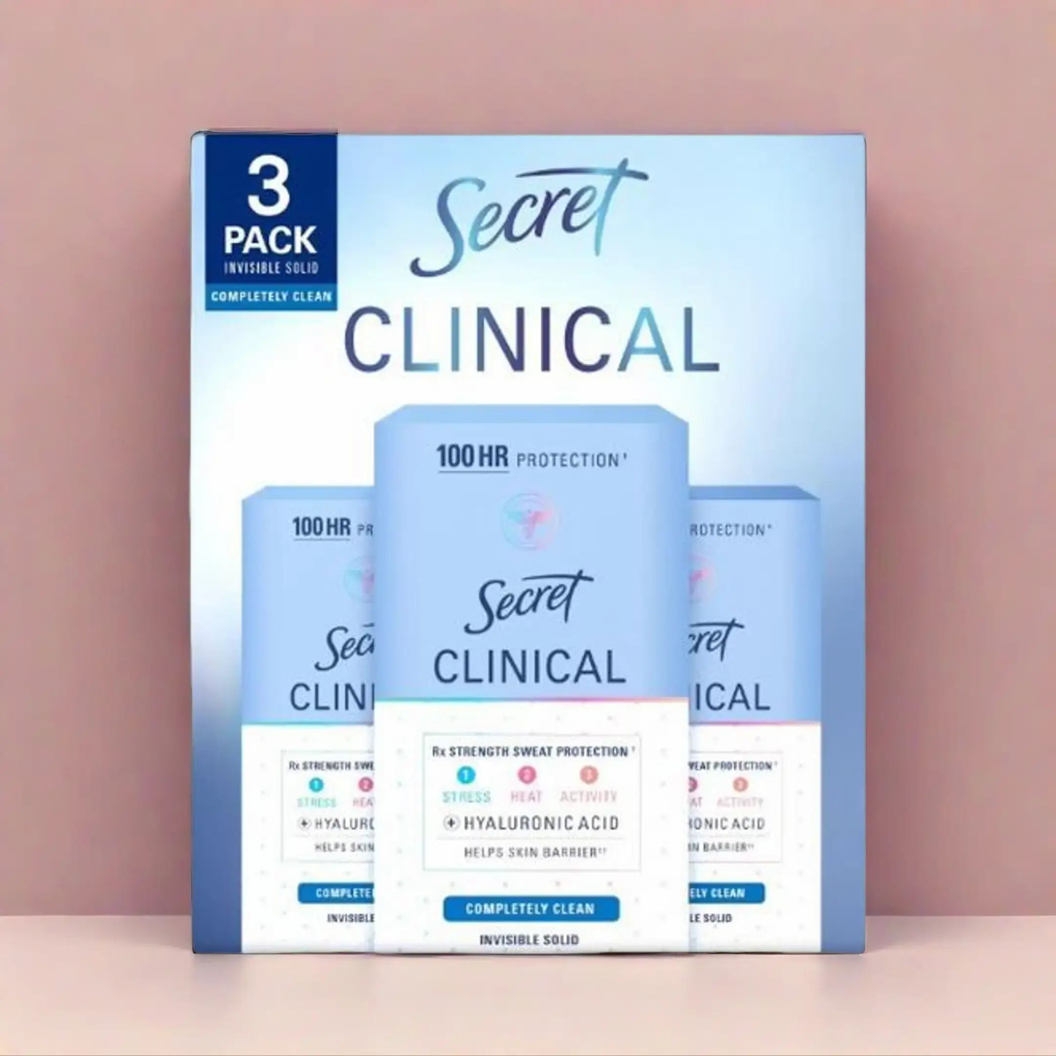 Secret Clinical Strength Invisible Solid Antiperspirant Deodorant, Completely Clean, 1.6 oz., 3 pk Underarm Cosmetic Body Care