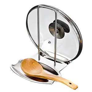 Pan Lid Holder Progressive Lid and Spoon Rest Shelf 304 Stainless Steel Pan Lid Organizer Kitchen Decor Tool