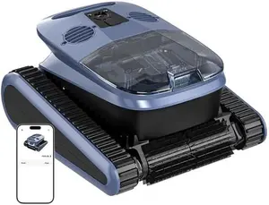 Super Robotic Pool Cleaner Cordless Vacuum 2 Brushes Motors Enhanced Waterline Care Smart Wavepath Navigation 240 Min Runtime for Inground Pools up to 3230 Sq ft