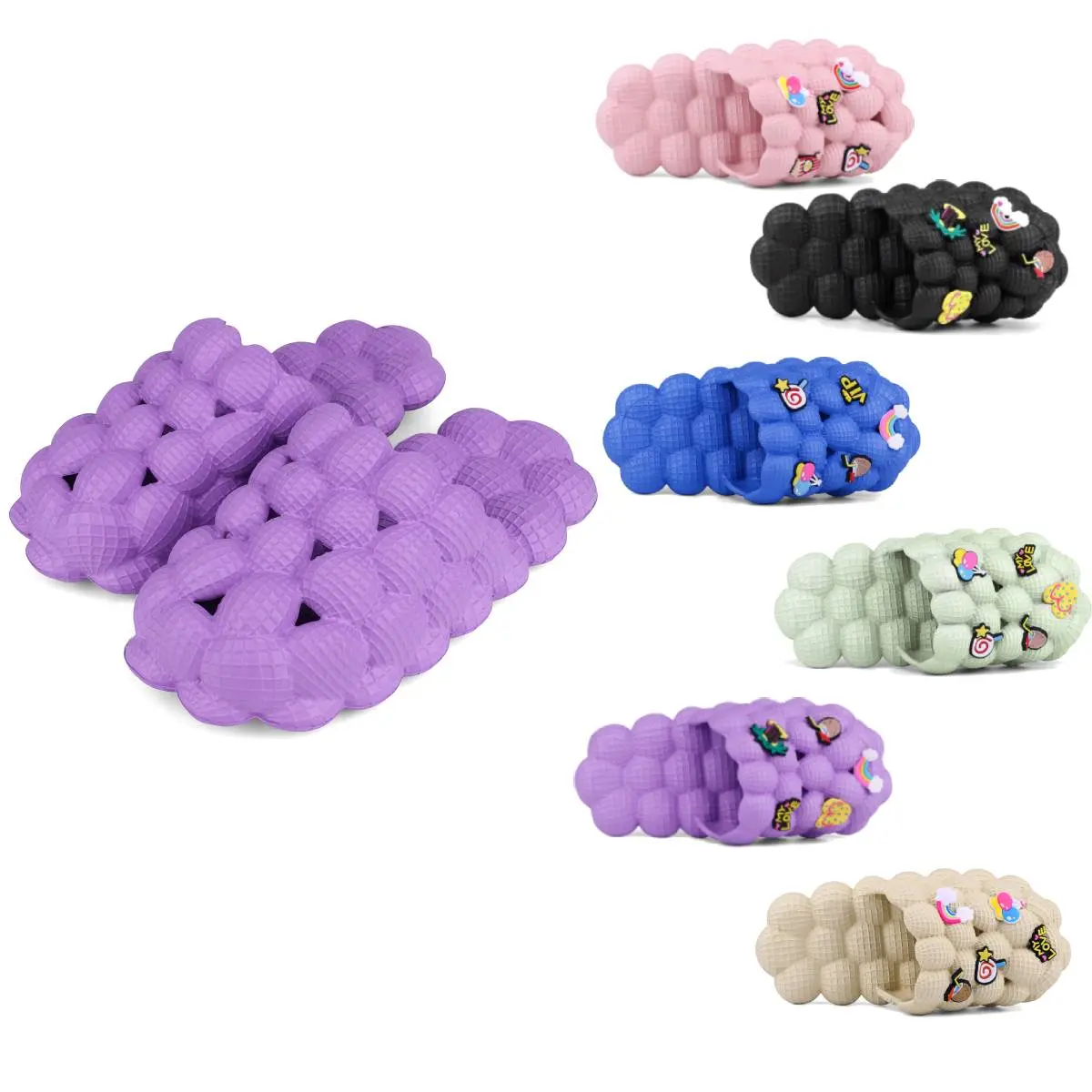 SANPON Kids' Lychee EVA Slide Slippers - 4-5 Years Boys and Girls, Non-Slip, Soft Cushioned, Lightweight, Waterproof, Casual Flat, Trendy Casual, Indoor Footwear, Ideal for Beach, Bedroom Use, Slide Slipper, Casual Flat Slippers