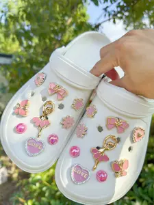 18-Piece DIY Decoration Set, Dancing Girl & Butterfly Design, Easy Install Removable Decorations for Garden Shoes Sandals Beach Bags