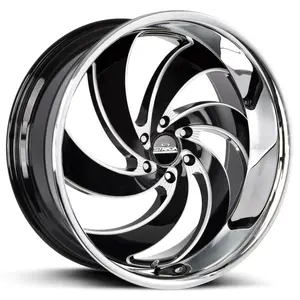Retro 6 Gloss Black Milled Stainless Wheel