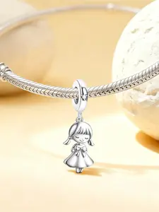 1Pc New Design Girls Bowknot Dress Charm Beaded Charm DIY Jewelry Making Kit for Bracelet Creative Craft Material Holiday Gift Pendant Women Birthday Gift Daily Wear Accessories Heart Shaped Exquisite Trendy Bracelet