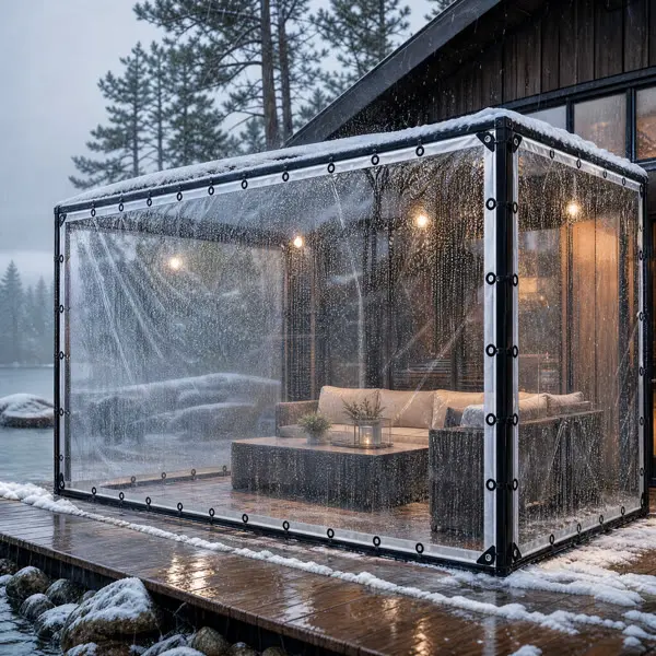 10x13ft transparent high-strength waterproof fabric, heavy-duty snow-proof covering fabric, suitable for patios and courtyards, reinforced seams, thickened edges, wind-resistant and durable