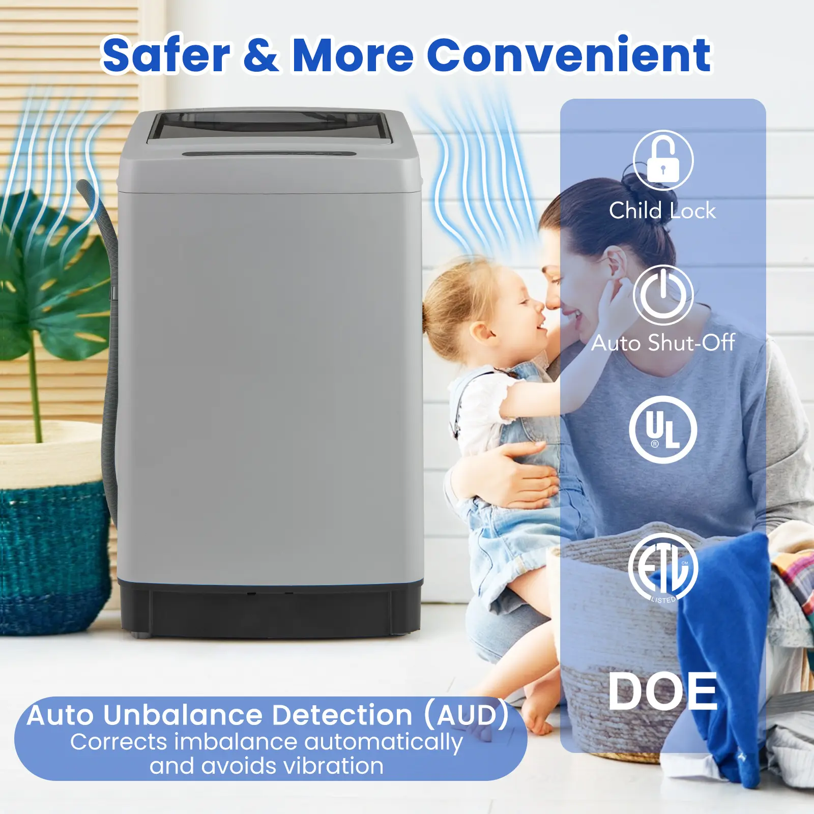 COSTWAY - Full-Automatic Washing Machine Washer and Spin Combo-Grey COSTWAY - Full-Automatic Washing Machine Washer and Spin Combo-Grey