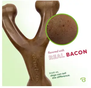 Benebone Wishbone Durable Dog Chew Toy for Aggressive Chewers, Real Bacon, Made in USA, Medium