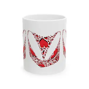 Heart Lace Ceramic Mug – Red Heart Pattern Coffee Cup (11oz & 15oz)