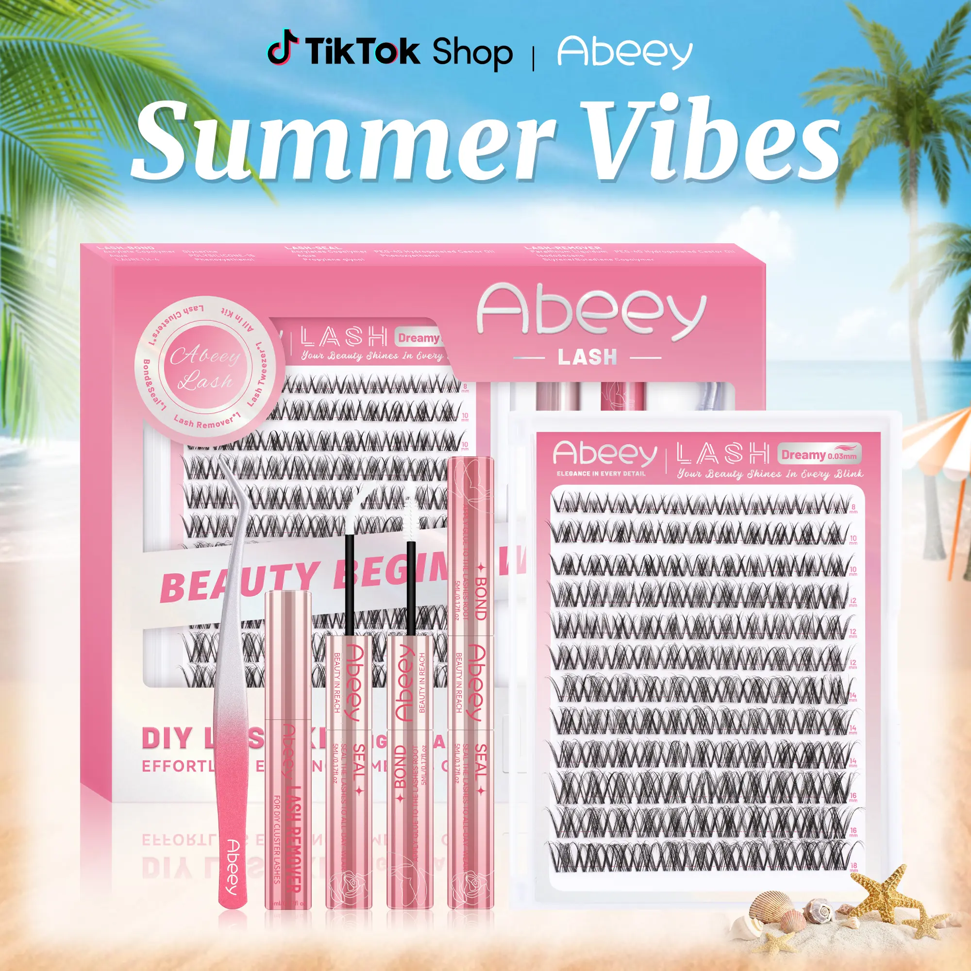 Abeey Spider Lash Clusters Kit I DD Curl Wispy DIY EyelashExtensions - Super Soft Thin Band, Waterproof & Smudge-Proof Natural Volume Look for Everyday Glam, Beginner-Friendly Kylie & Kim Style Makeup