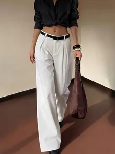 Women's Fashion New Spring Summer Wide Leg Pants, High Waist Loose Fit, Casual Street Style, Office Wear, All Seasons