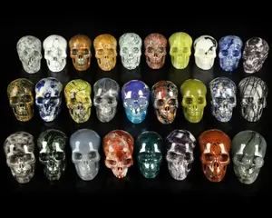 Skullis 2.0" Hand Carved Crystal Skull, Ship by Random, Can be selected from 3 crystal skulls by our live streming