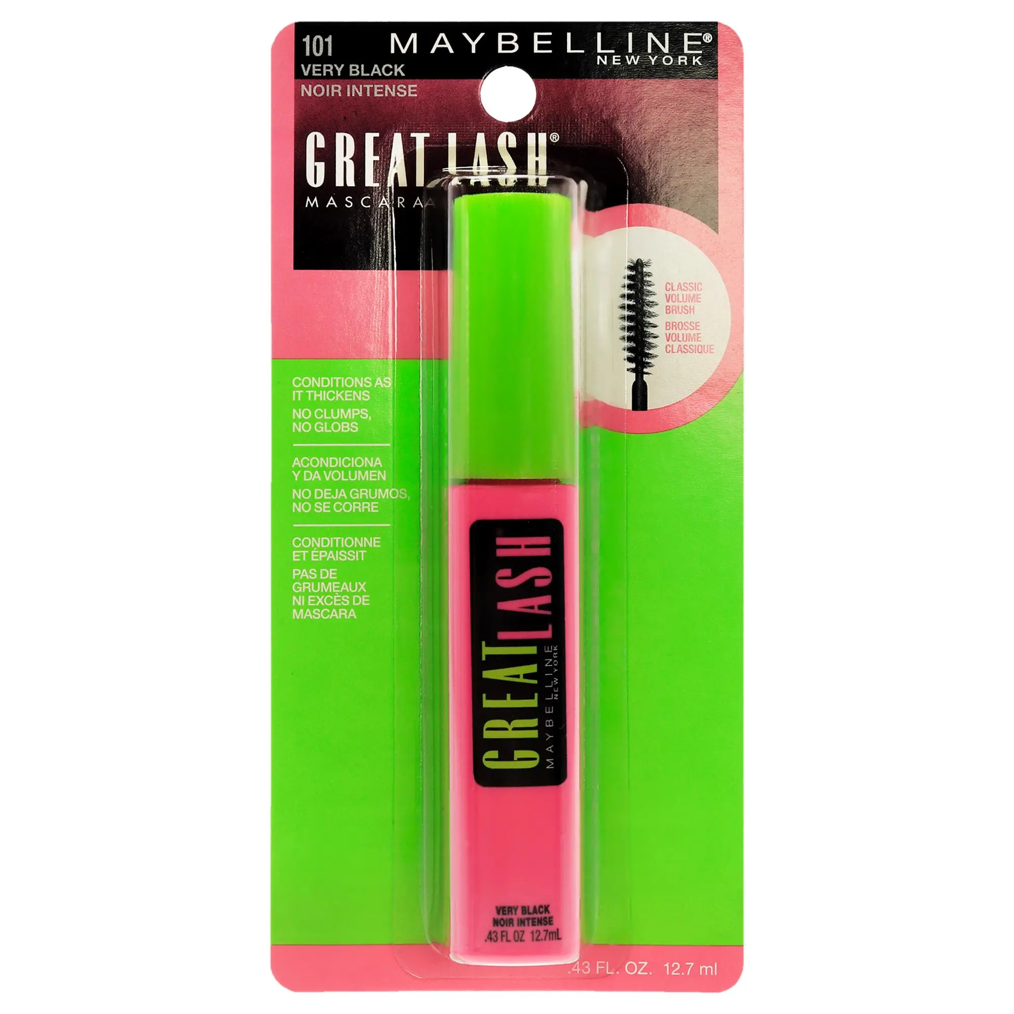 Maybelline Great Lash Women's Mascara - 101 Very Black, Makeup for Applying Lashes, 0.43 fl oz, Creates Dramatic Look, Apply Lashes