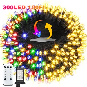 Dreamland 300LED 100FT Christmas Light String with Remote Control, Multicolor Warm White Fairy Light 8 Modes Timer Waterproof for Holiday Party Christmas Tree Wedding New Year Decoration led lights