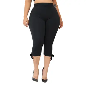 Women’s Capri Pants Leggings High Waist Tummy ControlFit Bow Pants StretchyTrousers