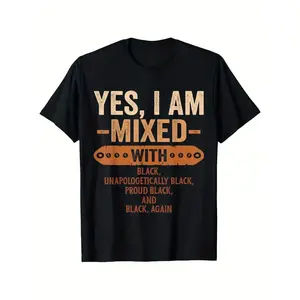 Black History Month Melanin TShirt Unisex Loose Fit Casual Short Sleeve Cotton Geometric Print Machine Wash