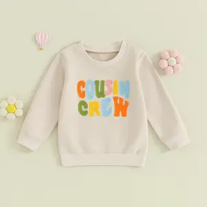 Baby Boys Girls Embroidery Letter Sweatshirt Kids Cute Crewneck Long Sleeve Pullover Tops Fall Winter Trendy Warm Clothes