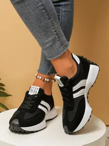 Women's Comfortable Lace-Up Sports Shoes, Lightweight Multi-Functional Casual Shoes, All-Season Wear, Anti-Slip Rubber Sole, Sneakers Trainer Shoes, Trendy Sneakers