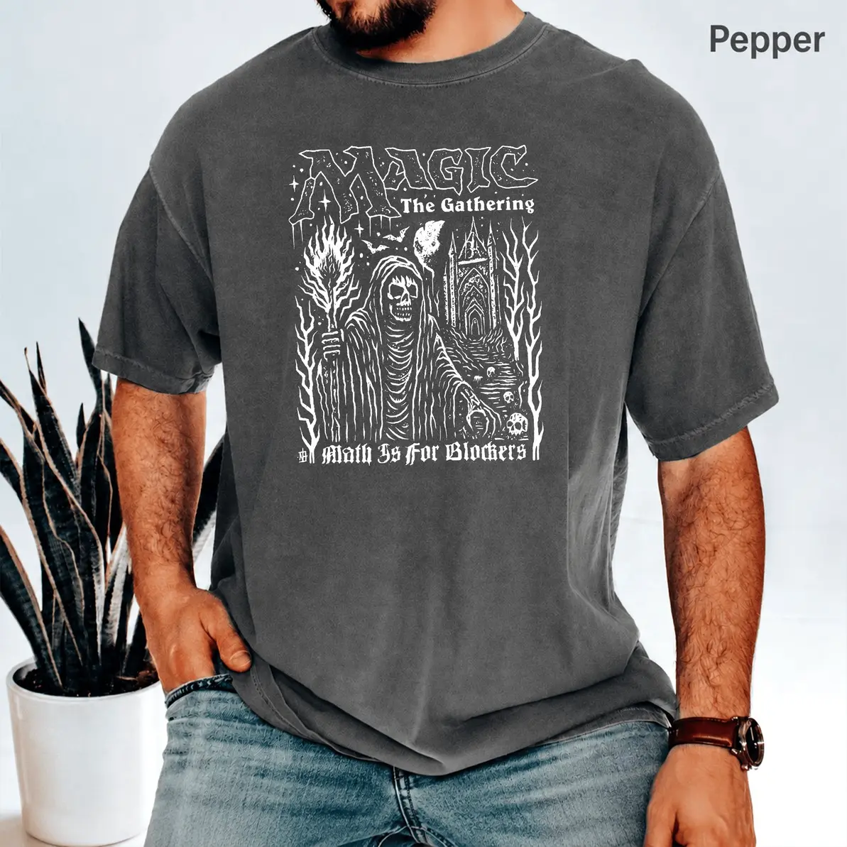 Magic The Gathering Math Is For Blockers Shirt Unisex Cotton Graphic Top T-Shirt Unisex Cotton Crewneck Top For Daily Mo Relax T-Shirt