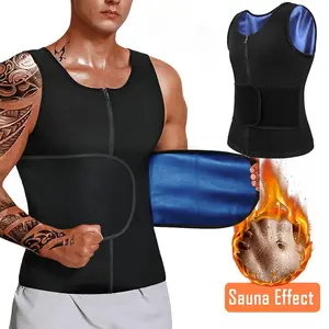 Men's Heat Trapping Zipper Sweat Enhancing Thermal Compression Vest Suit Shirt Compression Shapewear Top for Gym Exercise