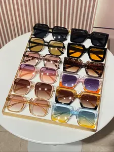 12 Pairs Simple Daily Eyeglasses for Women, Large Square Thick Frame Design, Fashion UV Protection Glasses for Beach & Outdoor Activities, Trendy Beach Eyewear