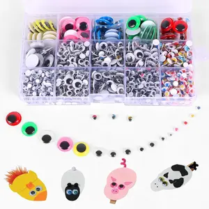 CCINEE 1500pcs Googly Eyes Self Adhesive for Crafts, Round Wiggle Eyes Assorted Sizes 4 to 15mm for Animate Puppets, Chair, Photos, Drawings, DIY Decorations