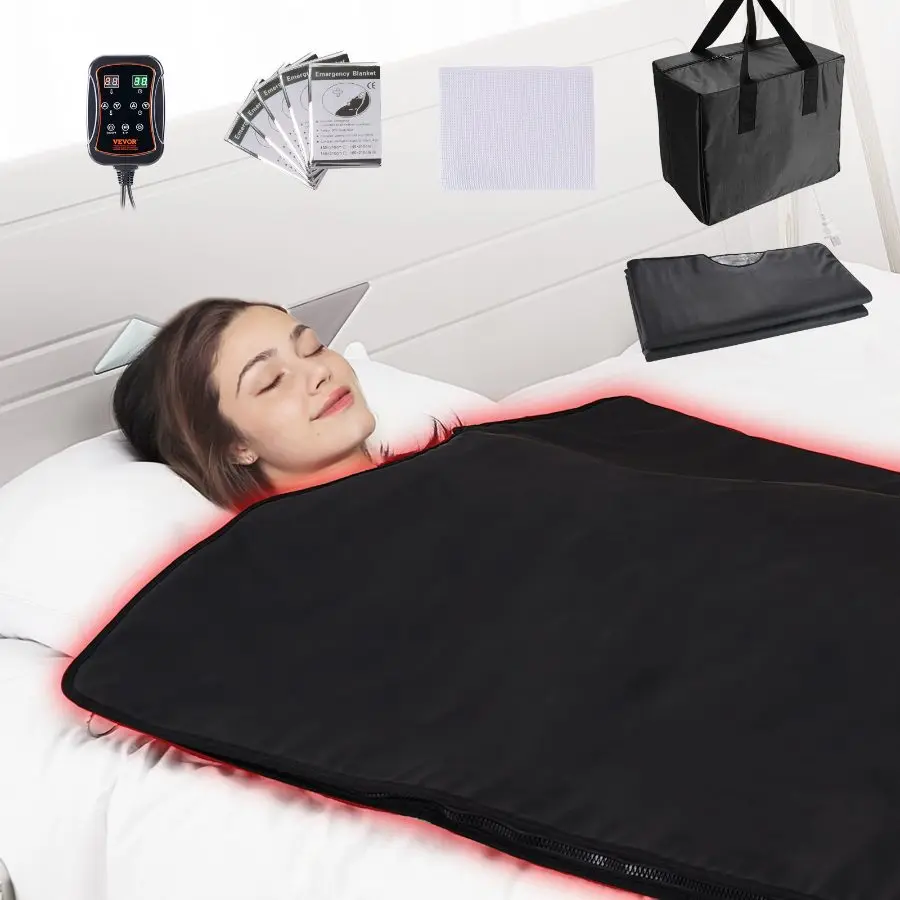 【Summerfinds】 summervibes VEVOR Sauna Blanket for Detoxification, Portable Far Infrared Sauna for Home, PU Sauna Bag w/ Therapy Stones Carbon Fiber Heating, 1-6 Level Adjustable Temp 95-185, 1-60 Minutes Timer, 75x 35indealsforyoudays
