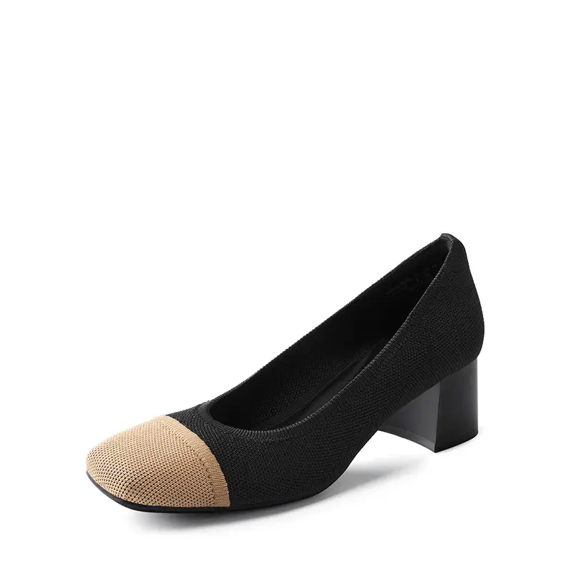 DREAM PAIRS Women's Elegant Heeled Footwear - Classy Flared High Heels, Square Toe Fabric Pumps with Arch Support, Formal Dress Shoes for Special Occasions, Dress Formal Shoes, Flared Heels, Formal Wear, Block Heel