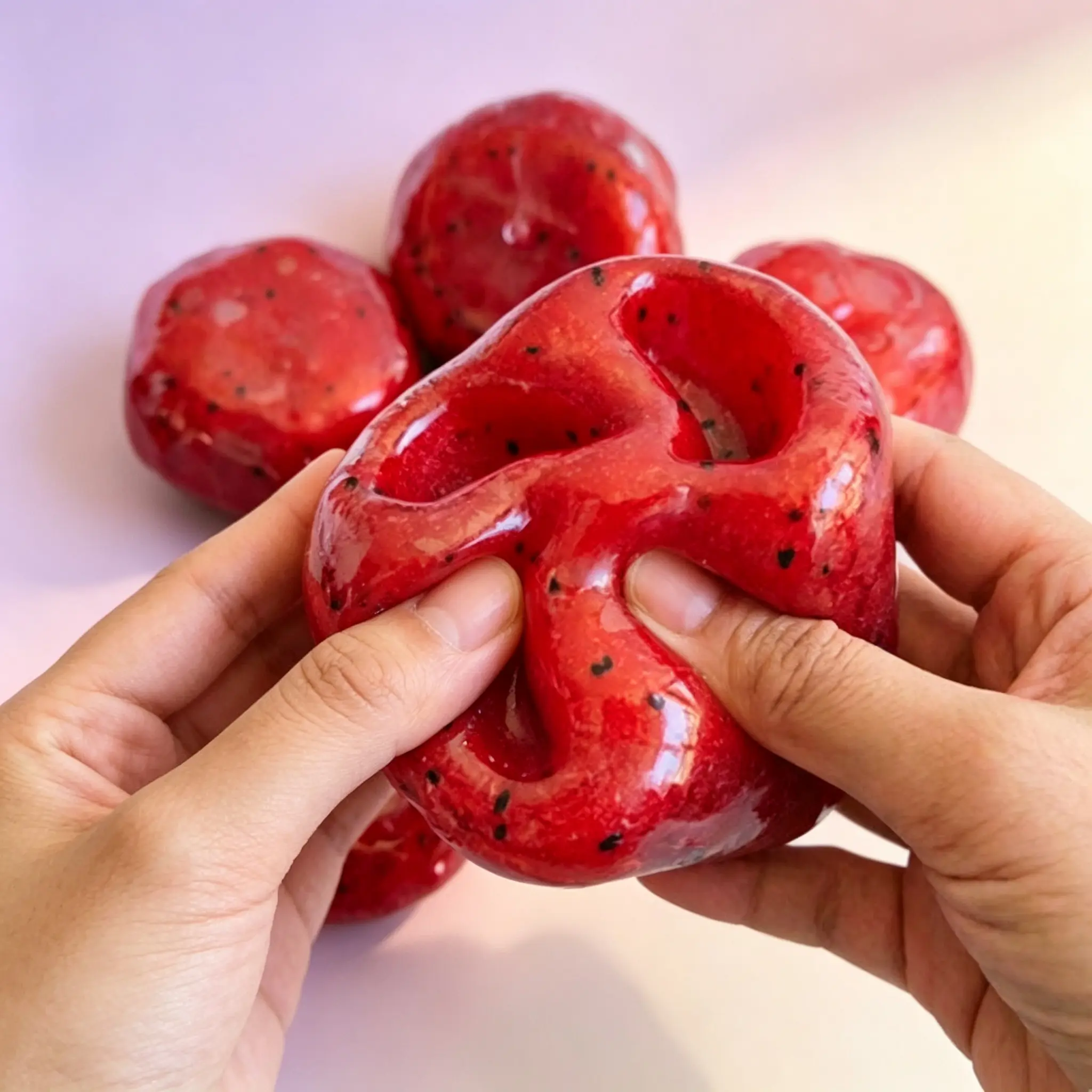 Watermelon Red slushy Squishy Toy, Handcrafted Watermelon Ice Slush Fidget Toy - Non-Toxic Gel Core, Deeply Squishable Texture, Relaxing ASMR Crunch Sounds, Durable Stress Relief Sensory Aid for Kids & Adults, Fun Novelty Present
