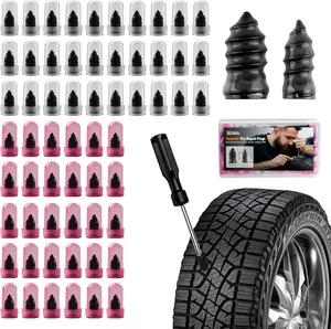 Professional Grade 60 PCS Screw-Type Tire Plug Repair Kit, Emergency Flat Tire Repair Tools for Cars & Motorcycles, Includes Screwdriver