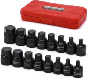 3/8-Inch Drive Low Profile Impact Hex Driver Set, 16-, SAE/Metric, Hex, 1/4 Inch - 3/4 Inch, 6mm - 19mm, Cr-Mo Steel, One-  Construction