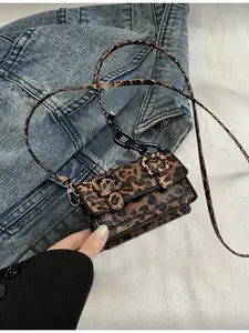 2026 New Women Mini Leopard Print Colorblock Fashion Chain Strap Crossbody Bag