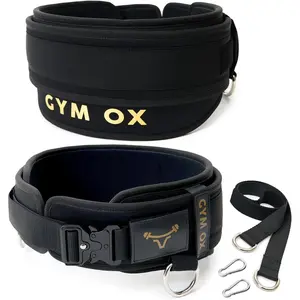 2-in-1 Weightlifting Belt & Dip Belt with Quick-Release Aluminum Buckle - Hybrid Squat Belt for Core Support & Weighted Pull Up Belt with High-Strength Strap - Heavy Duty Neoprene Gym Belt for Men & Women