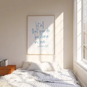 Blue Christian Wall Art, Bible Verse Teen Room Wall Art, Blue Wall Decor, Dorm Room Scripture Wall Art, Love Like Jesus Print