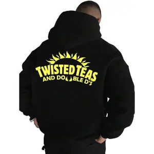 Unisex Twisted Teas Print Drop Shoulder Longsleeves Drawstring Hoodie Soft French Terry Graphic Sweatshirt for Men's Daily Wear Casual Punk Style tiktok shopping online store fall outfits 2000s outfits outfits men vacation outfits graphic hoodies