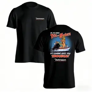 Big Johnson Outboards double-sided printed shirt, vintage shipping pattern T-shirt, soft cotton blend shirt, unisex vintage humorous clothing, a gift for shipping enthusiasts, fishermen, fathers, or husbands