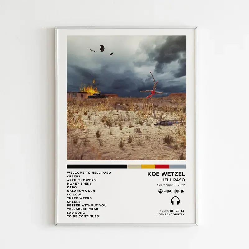 Koe Wetzel - Hell Paso Album Poster No Frame / Album Cover Poster / Music Gift / Music Wall Decor / Album Art / Gift For Fan / Music Wall Art