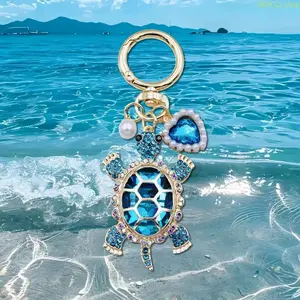 Ocean Style Turtle Keychain with Pearl Heart Charm, Stylish Bag Charm & Jewelry for Women, Trendy Accessories, Perfect Gifts for Teen Girls & Women