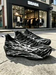 1 Pair Unisex Lightweight Carbon Plate Running Shoes: Breathable & Non-slip + Shock-absorbing & Rebound, Splatter Print Mesh Upper + High Elastic Outsole + Carbon Plate Propulsion, Daily Sport Style, Ideal for Men & Women's Running/Commute Wear