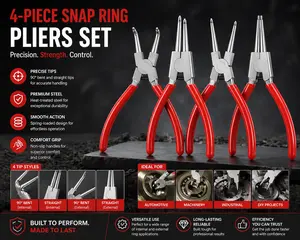 4PCS Snap Ring Pliers Set 7 Inch Circlip Pliers Internal External Heavy Duty Tool Set