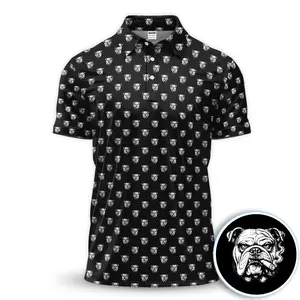 Vintage Bulldog Pattern Shirt, Bulldog Golf Polo Shirt For Men, Dog Lover Gift
