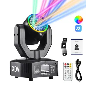 XDV Father's Day 32W Mini Moving Head Light, 3-in-1 RGBW Bee Eye DJ Stage Lights with Green Laser & Halo Effect, Sound Activated DMX Control for Party Disco Wedding KTV