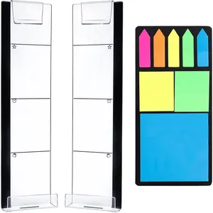 2PCS Multifunction Clear Computer Monitor Memo Boards Left & Right Acrylic Screen Message Side Panel Phone Holder Message Reminder for Office Desktop with Sticky Notes