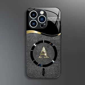 Suitable for [iPhone 15 Pro] high-end MagSafe phone case🥰，Choose from any of the 26 letters， Minimalist, premium design—drop-resistant and fingerprint-proof YM99