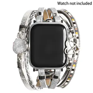 Fashionable Heart Decor Watch Band (Only Band), 1 Count Braided Watch Band for Women, Smart Watch Strap, Smart Watch Accessories for iWatch Series 9 8 7 6 5 4 3 2 1 SE