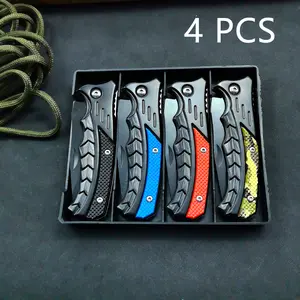 4-Pocket Mini EDC Folding Knives (4-in-1 Box) - Non-Slip Handle Multi Functional Knives, Outdoor Survival EDC Precision Camping Tool, Fruit Cutting Gear, Holiday Gifts for Men