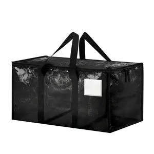Large Moving Bags, 1 Pack Black Heavy Duty Totes For Storagewith Visible Labels , Wrap Around Handles, Storage Bags for Space Saving, Change of seasons Alternative to Moving Boxes Back to school season gifts