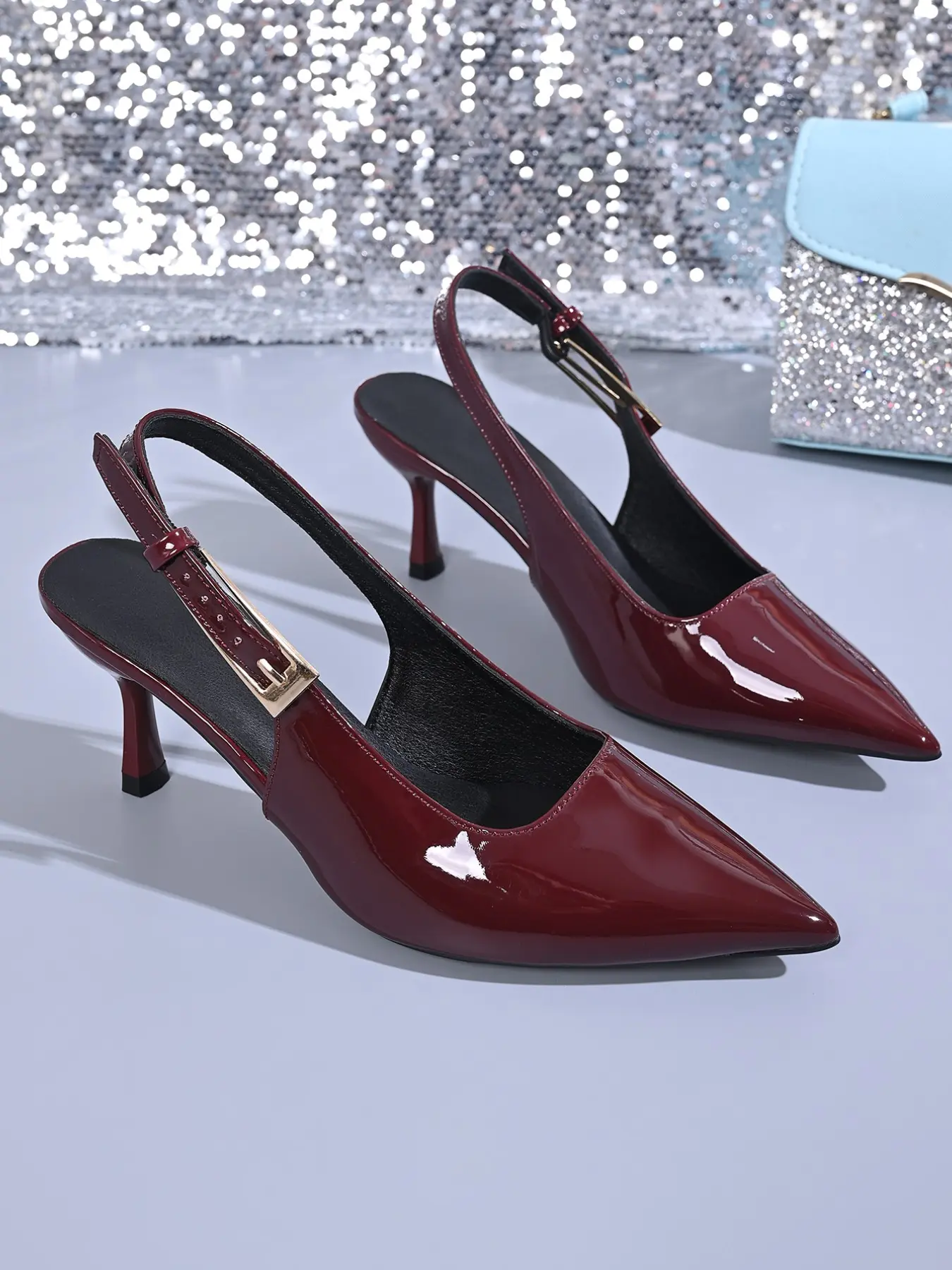 Elegant Kitten Heel Sandals, PU Leather, Medium Width, Spring & Fall, Plain Style, Comfortable and Versatile, Perfect for Evening Outings