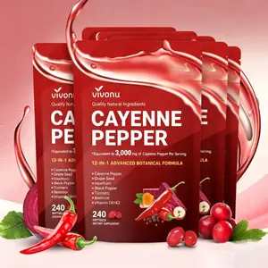 （Flash Sale 3-pack） Cayenne Pepper Softgels Supplement, Supports Leg Vein, Heart and Blood Vessel Health, with Vitamin E D3+K2 and Extracts of Grape Seed, Hawthorn, Beetroot and Others (240 Softge /1 Bag) SummerVibes