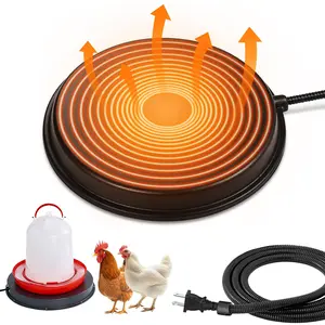 Larage 14 Inch Chicken Water Heater Base, Poultry Drinker Heater Base with Thermostat and Power Cord, Automatic Electric Poultry Winter Deicer Heated Base for Plastic/Metal Chicken Waterer